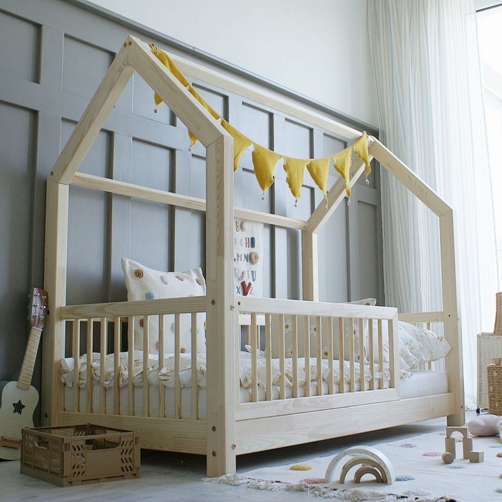 Luloo Flori Natúr Házikó Ágy (80x160 Cm)