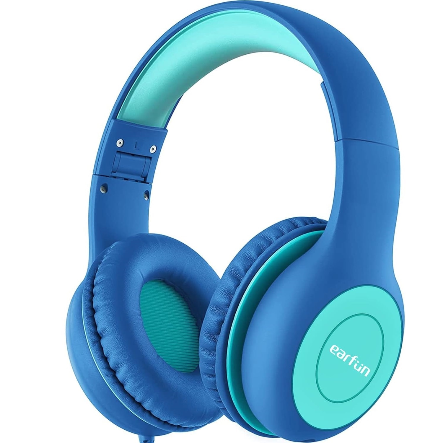 Casti pentru copii, EARFUN, pliabile, usor de transportat, cu microfon, albastre