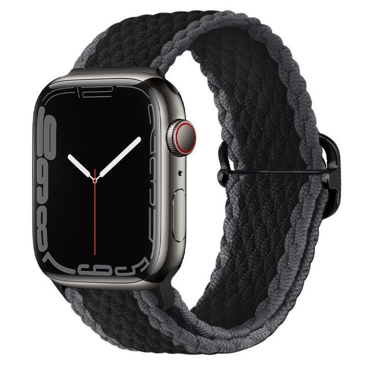 Curea smartwatch, Matcheasy, Nylon, Compatibila cu Apple Watch 42/44/45/46/49mm, Gri mat