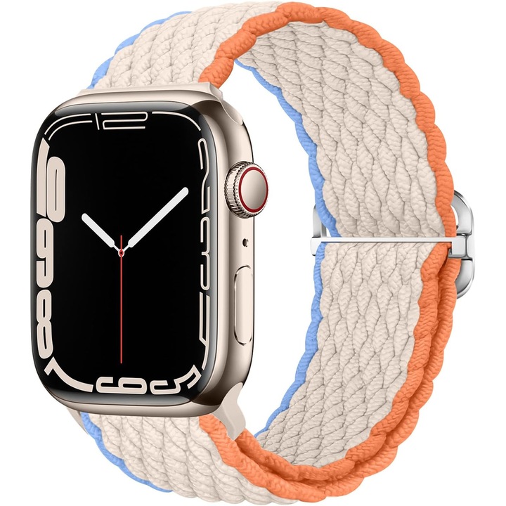 Curea smartwatch, Matcheasy, Nylon, Compatibila cu Apple Watch 42/40/38/41mm, Bej Pastel