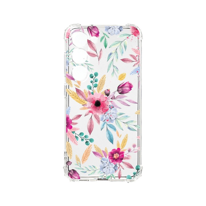 Husa BestCase® Anti Shock 1.5MM, Compatibila Cu Samsung Galaxy S23 FE, Happy Flowers, Rezistenta La Socuri, Protectie Camera, Margini ridicate pentru protectia ecranului, AS 69
