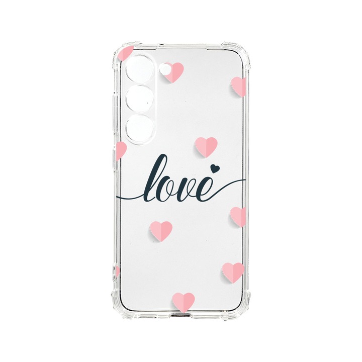 Husa BestCase® Anti Shock 1.5MM, Compatibila Cu Samsung Galaxy S23 FE, Love Flying Hearts, Rezistenta La Socuri, Protectie Camera, Margini ridicate pentru protectia ecranului, AS 85