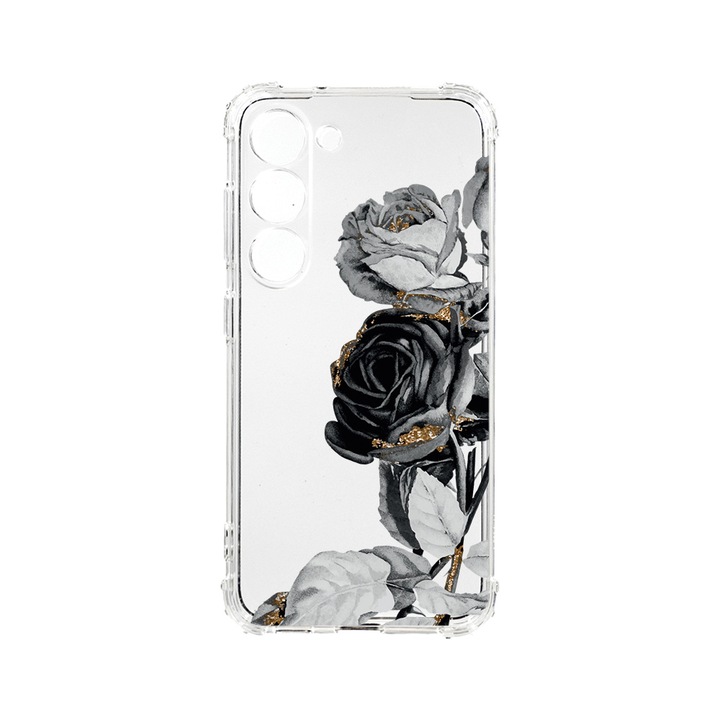 Husa BestCase® Anti Shock 1.5MM, Compatibila Cu Samsung Galaxy S23 FE, Black Rose, Rezistenta La Socuri, Protectie Camera, Margini ridicate pentru protectia ecranului, AS 990