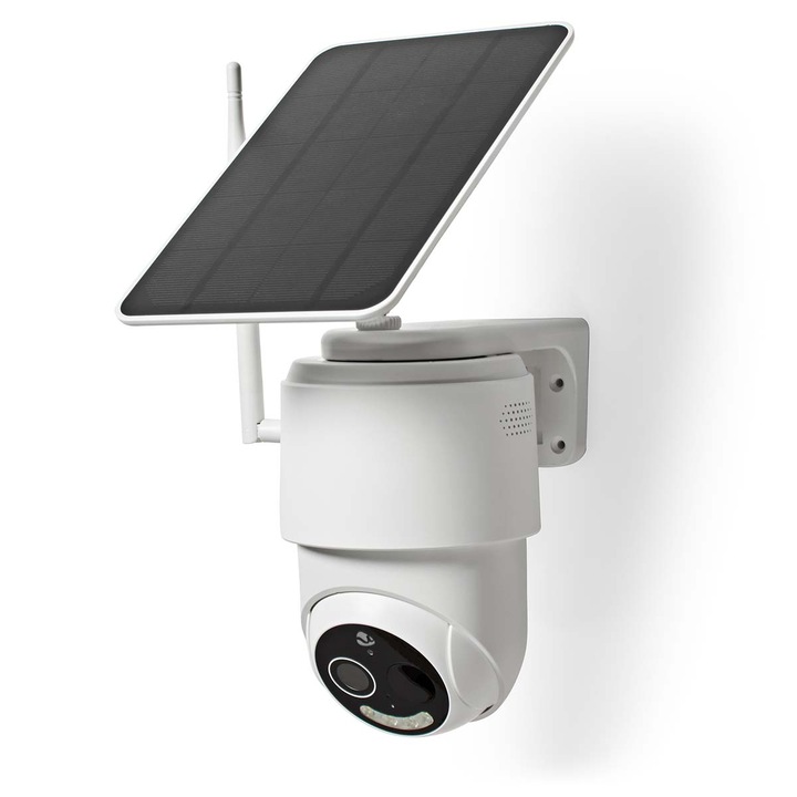 Nedis SmartLife kültéri IP kamera napelemes Wi-Fi Smart biztonsági megfigyelő kamera Full HD 1080p Forgatható Dönthető billenthető IP65 Felhőalapú Tárolás (opcionális) / microSD (nem tartozék) Mozgásérzékelővel