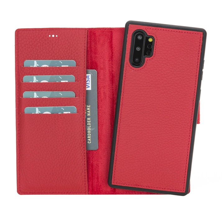 Husa pentru Samsung Galaxy Note 10 Plus, Bouletta Magic Wallet, piele naturala 2 in 1, tip portofel, back cover, culoare Floater red
