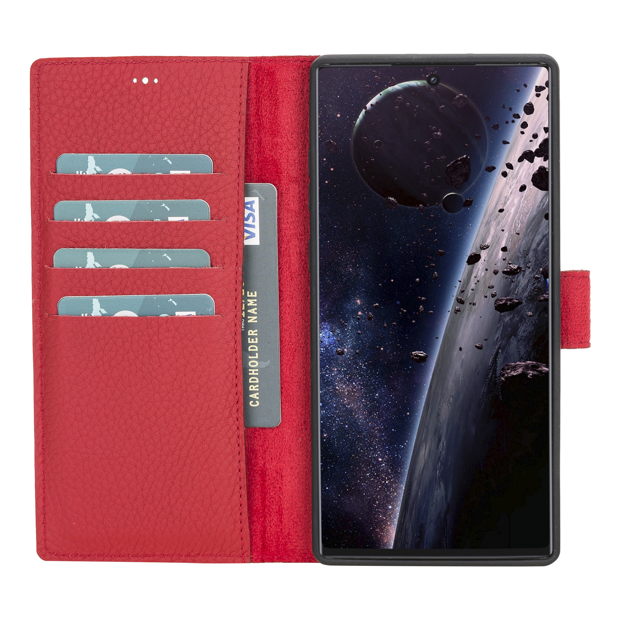 Husa pentru Samsung Galaxy Note 10 Plus, Bouletta Magic Wallet, piele naturala 2 in 1, tip portofel, back cover, culoare Floater red