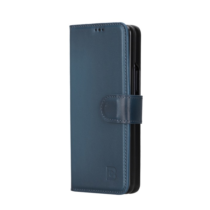 Калъф за Samsung Galaxy Z Fold5, Bouletta Wallet, от премиум естествена кожа, тип портфейл с пари и картодържач, сигурно магнитно закопчаване, Burnished blue