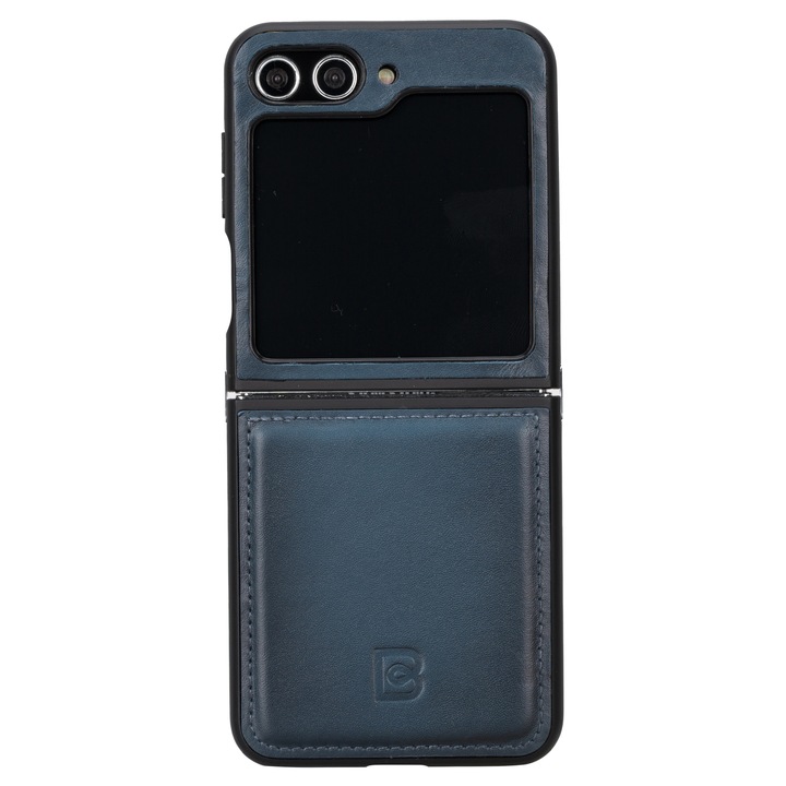 Husa pentru Samsung Galaxy Z Flip5, Bouletta Flex Cover, slim piele naturala rama TPU moale, tip back cover, Burnished blue