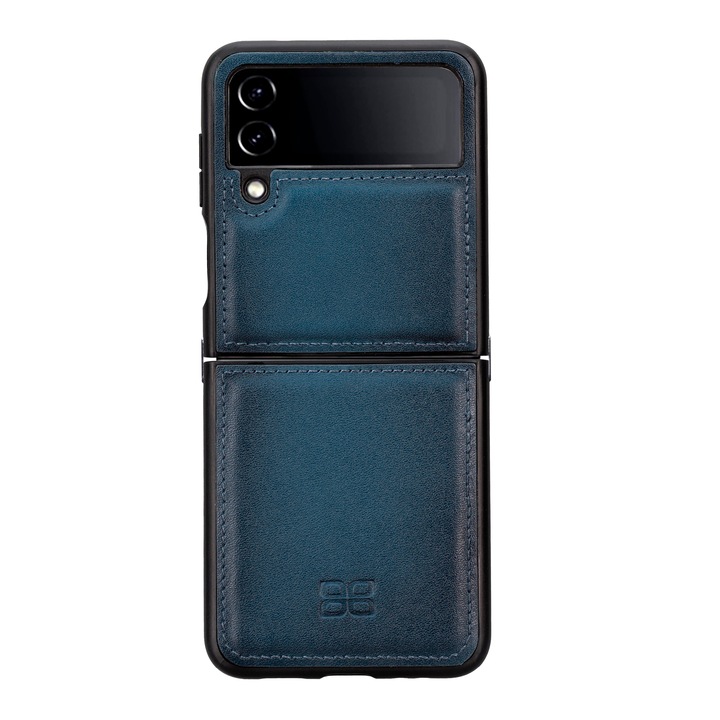 Капак за Samsung Galaxy Z Flip4, Bouletta Flex Cover, тънка рамка от мека TPU естествена кожа, тип заден капак, Блъскаво синьо