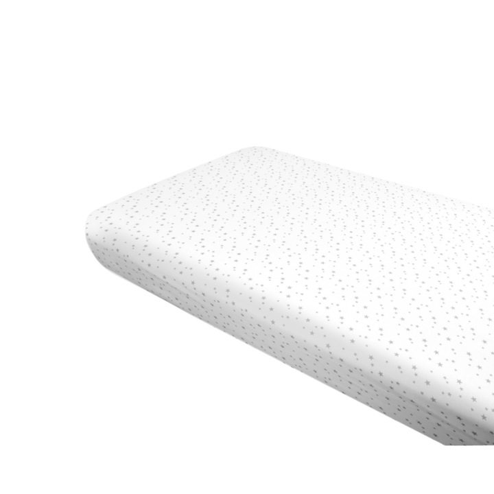 Чаршаф MimiNu, С ластик Oeko Tex Standard 100 сертифициран памук За легло 160x80 см Mini Grey Stars
