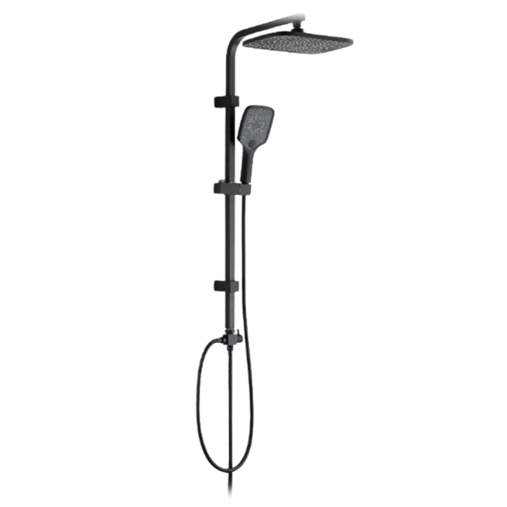 Coloana de dus cu para mobila, Radinavico, cu 3 functii, furtun flexibil 150-200 cm, negru