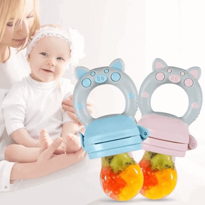 Baba etetőtartó, mini szilikon cumi, 3-6 hónapos, Empria, Bleu