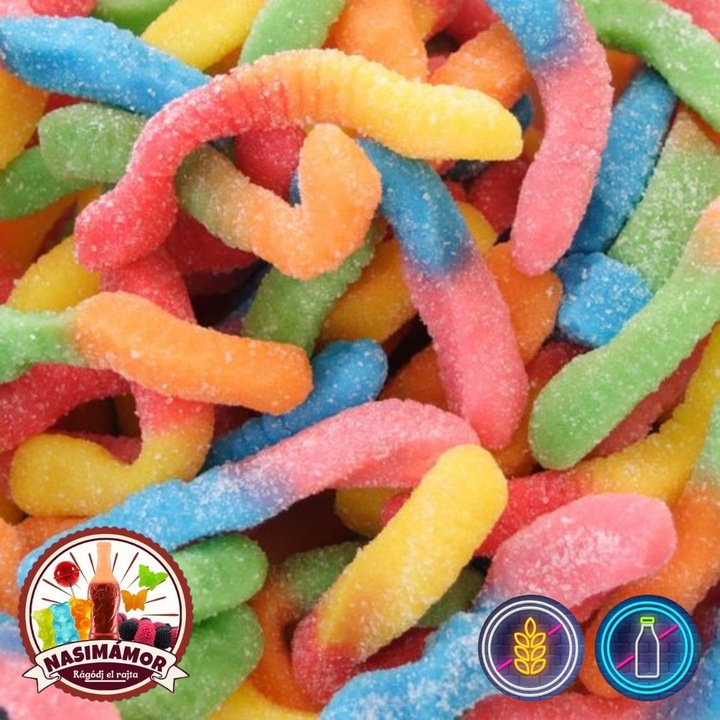 Nasimámor Retro savanyú neon kukacos gumicukor, 1 kg