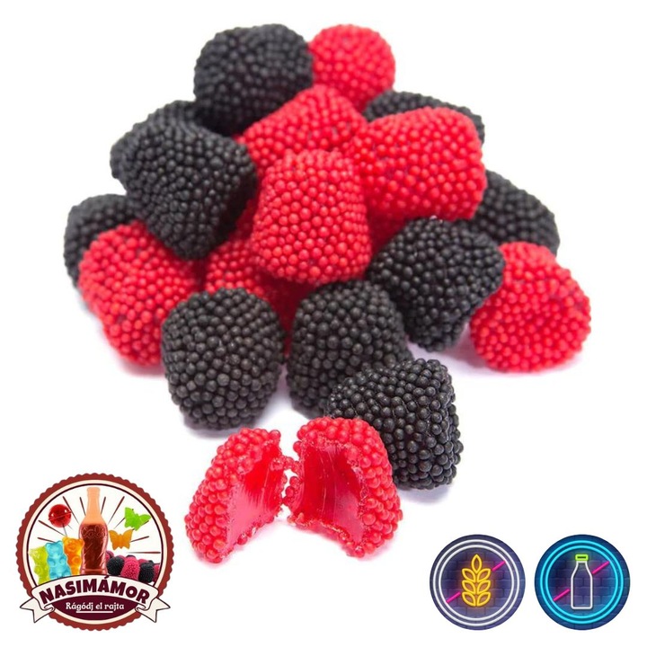 Nasimámor Retro cukros bevonatú málna és szeder gumicukor mix, 1 kg