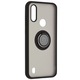 Husa Matte Ring Grip, Compatibil cu Motorola Moto E6i / E6s, Antisoc Armor, Inel rotativ 360 grade, Magnet suport auto incorporat, Negru