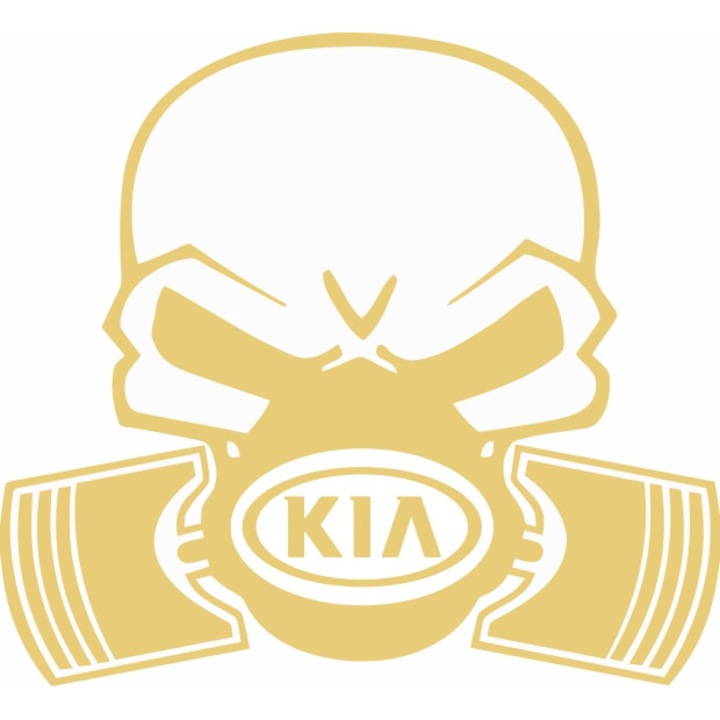 Стикер за кола IMAGE, Череп на бутало KIA, 22 х 20 см, Златист
