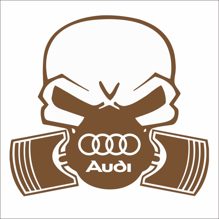 Стикер за кола, ИЗОБРАЖЕНИЕ, Череп на бутало AUDI, мед, 22 x 20 cm