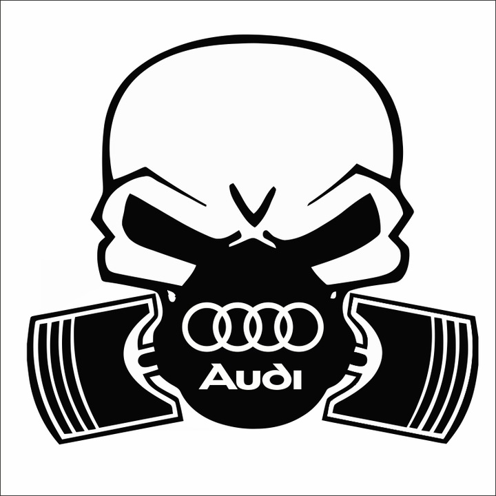 Sticker auto, IMAGE, Piston skull AUDI, negru, 22 x 20 cm