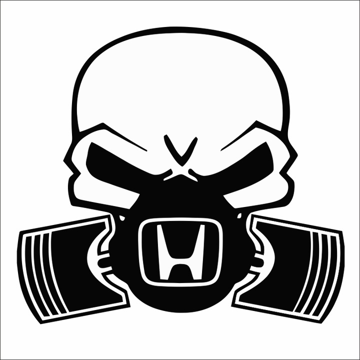 Стикер за кола Image, Череп на бутало HONDA, черен, 22 х 20 см