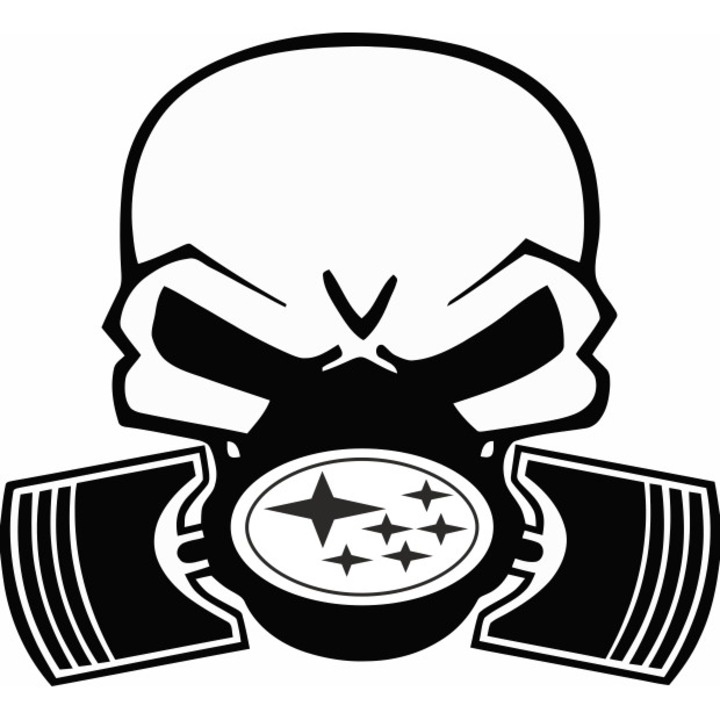 Стикер за кола Image, Piston skull SUBARU, черен, 22 х 20 см