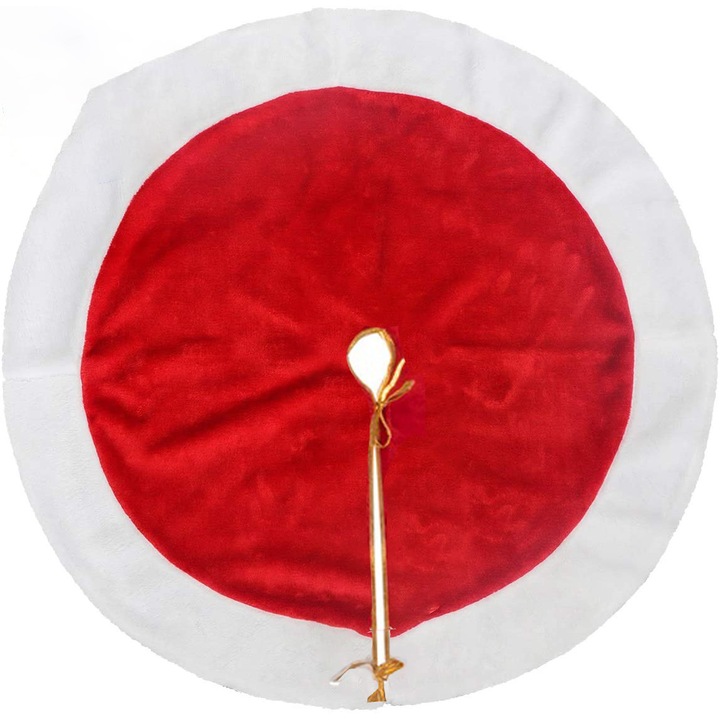 Подложка за елха Zola, Пухкава, Червена с бяла периферия, 90 см