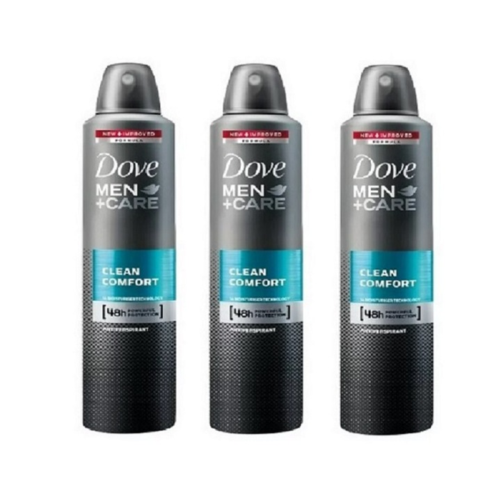 Pachet 3 x Deodorant spray Dove Men+Care Clean Comfort, 250 ml
