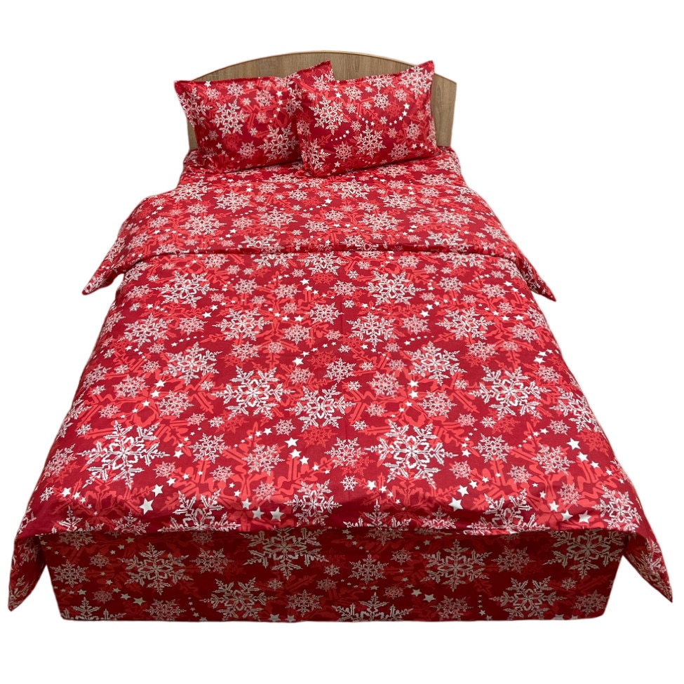 Set lenjerie rosu, patru piese, pat King Size, pentru saltea mai mare