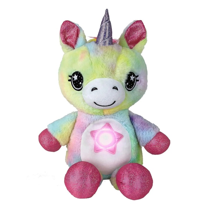 Unicorn de plus, cu proiectie de cer instelat, ofera confort zi si noapte, material moale, de plus, perfect pentru imbratisari, sentiment de siguranta - STARBEAR