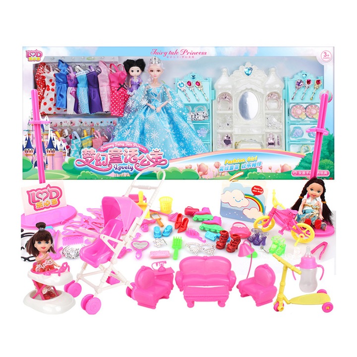 Babakészlet tartozékokkal, LXNZUHN®, +3 év, 90 cm, többszínű