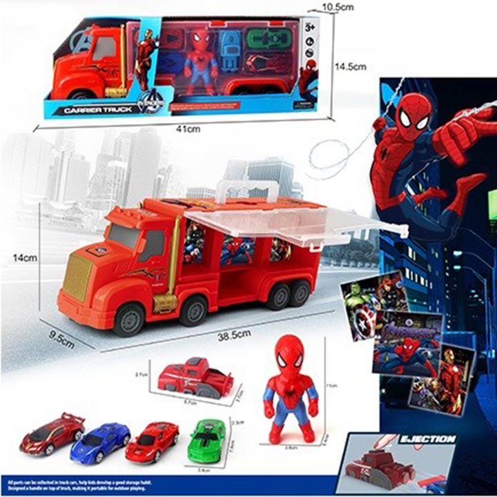 Autószállító teherautó, Pókember figurával, Bosszúállók