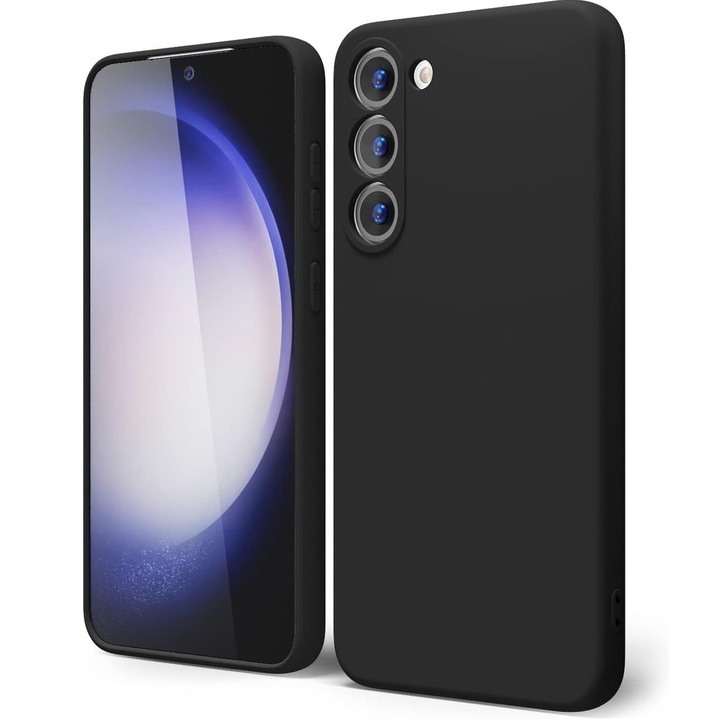 Husa PremiumCell® din silicon pentru Samsung S23 Plus, Interior din catifea, Camera Protection, Protectie de inalta calitate, Negru