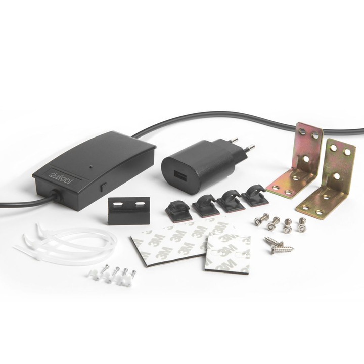 Смарт комплект за гараж Delight, Wi-Fi, USB, сензор за отваряне, съвместим с Alexa/Google Home, черен