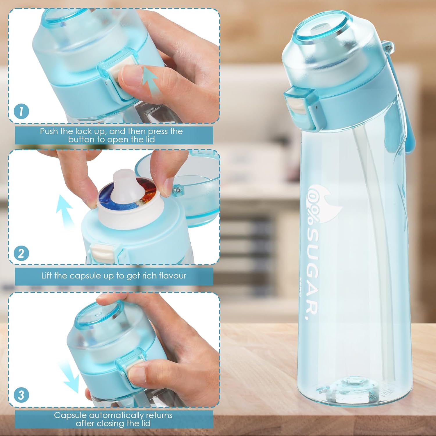 Sticla apa compatibila cu Capsule Air up!, arome naturale, pentru