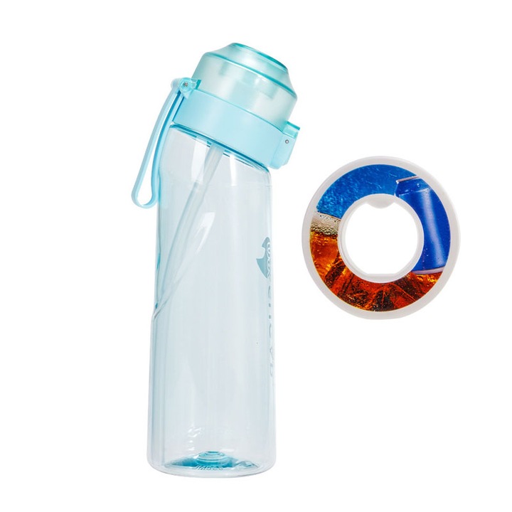 Бутилка за вода/комплект ароматизатори, Sunmostar, полипропилен, 650 мл, син