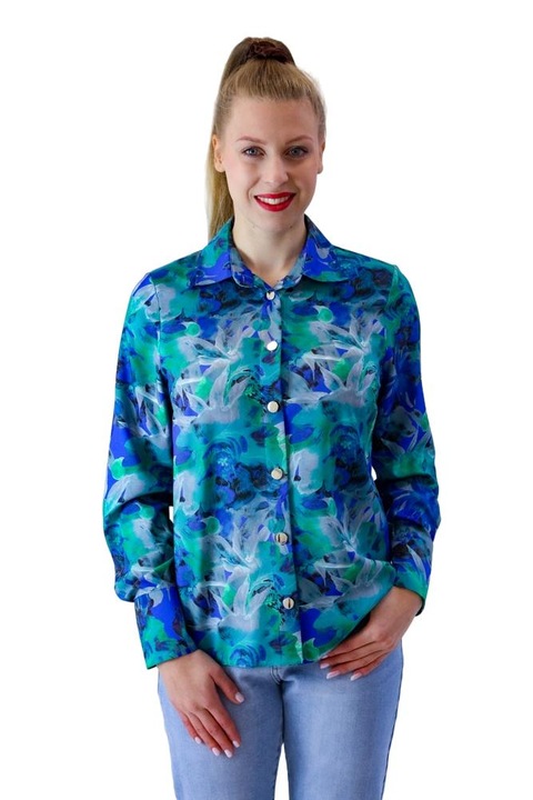 Női ing, Miko, pamut, kék/zöld, 44