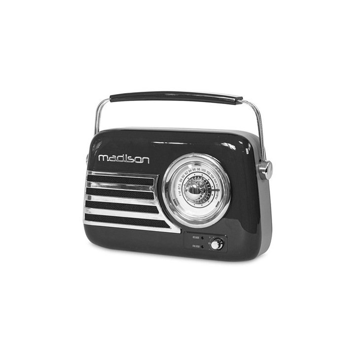 Radio fm portabil nostalgia 15w cu functie bluetooth/aux - negru