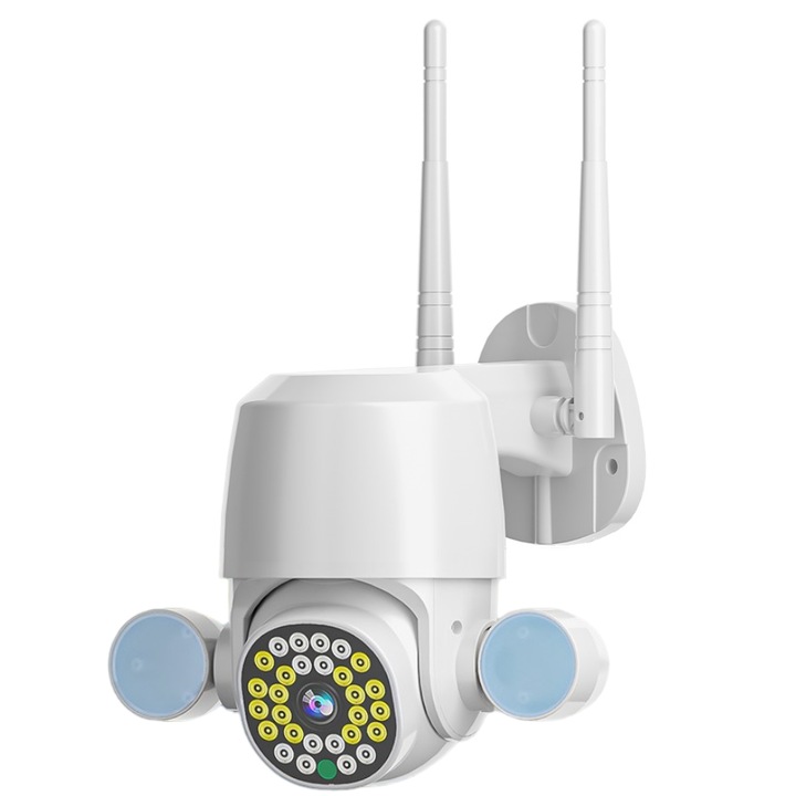 Камера за видеонаблюдение REVOSE, 5MP, 2560x1920, Специално приложение, Интелигентно проследяване, PTZ, WIFI, Lan, AP хотспот, Micro SD, Завъртане, Аларма за движение, Вътрешна/Външна, Двойна светкавица