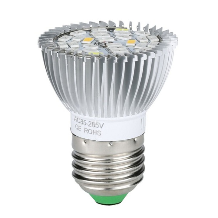 Bec crestere plante QttvbTna, 28 LED-uri, spectru complet, 7W, 6.2x5cm