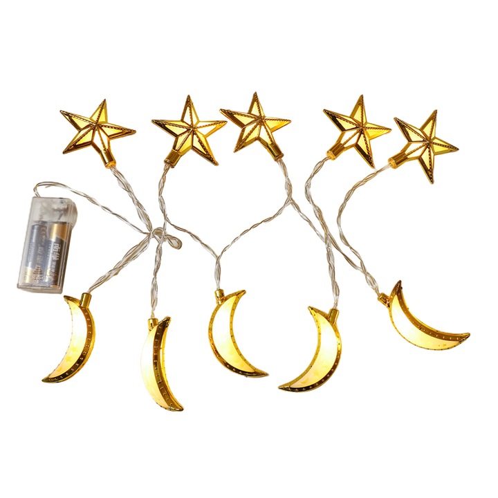 Fényfüzér 'Fairy Lights', QttvbTna, 10 LED, 1,6 m, Arany