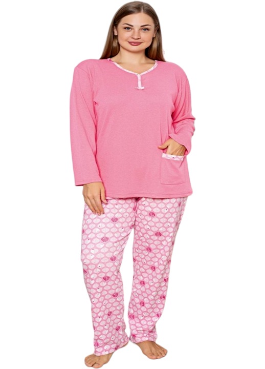 Pijama dama bumbac interlock, Fucsia