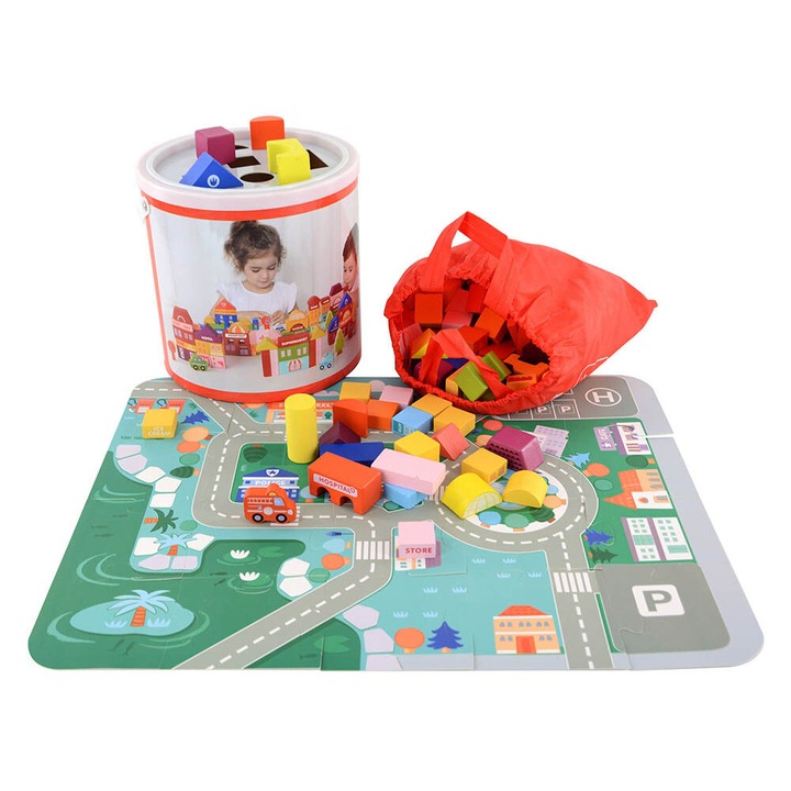 Set de blocuri de constructii auto - 115 piese