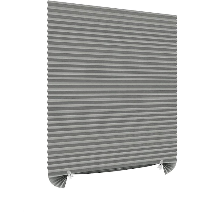 Jaluzea Plisata MaffStuff Autoadeziva Fara Gaurire, Opaca 70%, Protectie UV, Universala, 90x180 cm, Gri