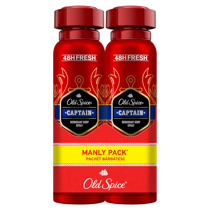 Pachet 2x Deodorant Old Spice Spray Captain, 150 ml