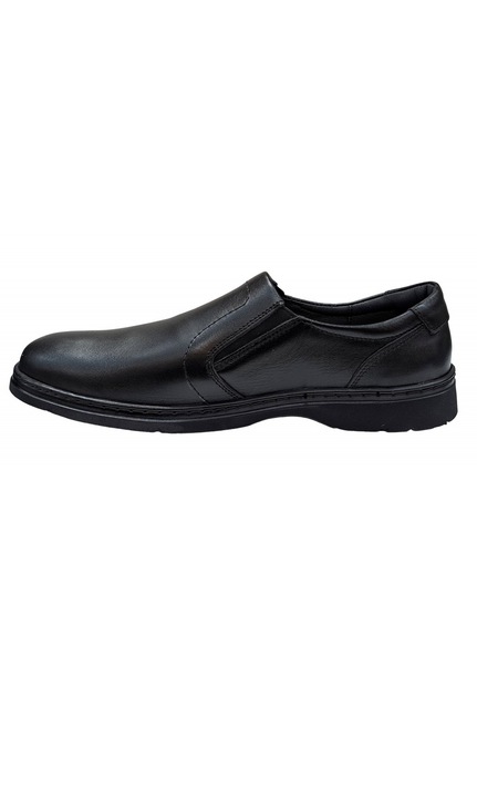 Pantofi barbati casual, din piele naturala, cu elastic, Negru, PH350ELN Marimea 44