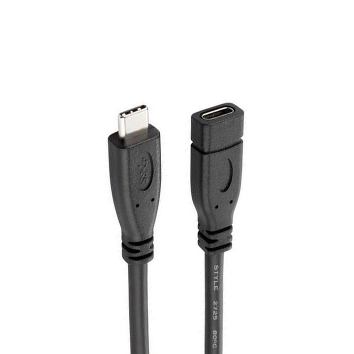 Cablu Extender USB-C 3.2 Gen.2 10 Gbps, Tata-Mama, Basekit, Ecranat, 1.5 Metru, Negru