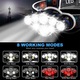 Lanterna de cap LED, BOMSTOM, cu 7 LED-uri in Fata, 2x18650 Acumulatoare, 8 Moduri Iluminare, Profesionala, ABS, IPX4, lumina laterala, Pentru Pescuit, Vanatoare, Munca, Negru