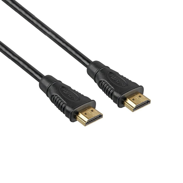 Cablu HDMI 1.4 High Speed Ethernet, Basekit, 4K, 3D, 2 Metri, Negru