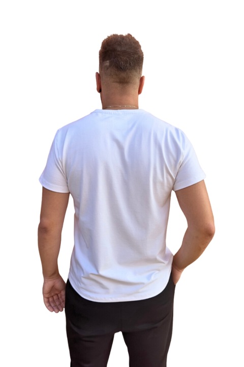 Tricou barbati condom pocket, alb, bumbac premium, masura M