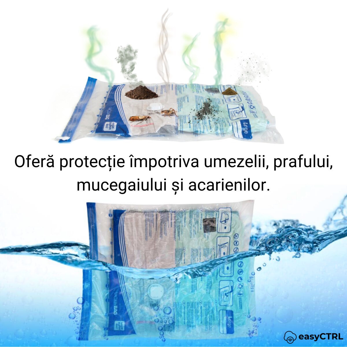 Set 3 saci de vidat haine, pilote, perne si paturi, reutilizabili