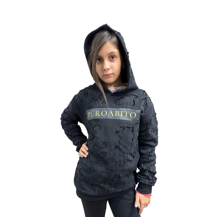 Hanorac copii unisex design unic, Purokids, Negru